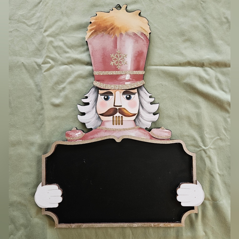 NEW Pink Nutcracker Ashland Christmas Chalk Board‎ Sign Wall Tabletop Decor Xmas
